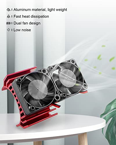 VXL-3S ESC ладење вентилатор и мотор со двојна вентилатор компатибилен со Traxxas Slash 4x4 Stampede 4x4 Rustler 4x4, црвено