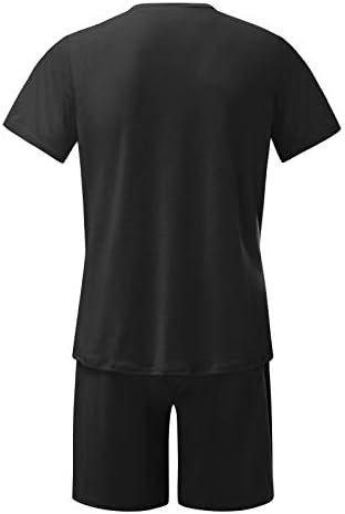 XXBR 2022 Casual Sport Set for Mens Mens Two Piect Suit Solid O-врат Краток ракав одговара на маички за кратки џемпери
