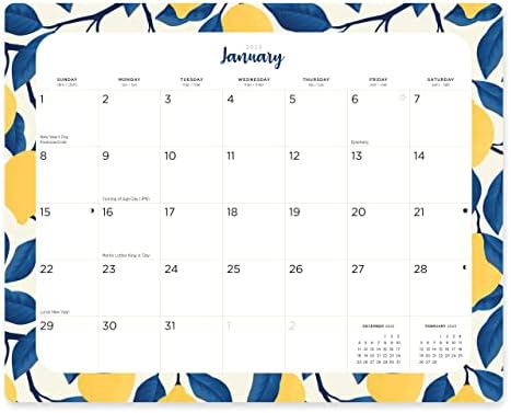 2023 Магнетски фрижидер календар календарска подлога за календар по светла ден, 16 месеци 8 x 10 инчи, сина лимон