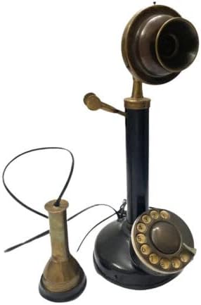 Антички рачно изработен месинг телефон Телефон Телефонски ротирачки бирање гроздобер декор за дома