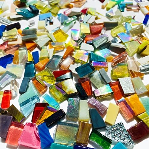 Hengyisha 250g стаклени мозаични плочки за занаетчии, витраж за стакло, стакло комплети за возрасни, комплет за отчукувања, повеќе