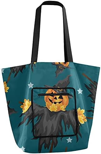 Ноќта на вештерките Дух тиква зомби, преклопено рамо тота торба за еднократна употреба на намирници, тешка школа торба торба за шопинг