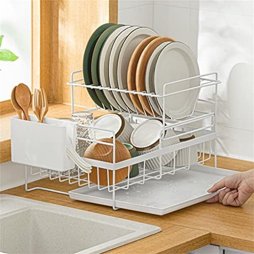 ZSEDP Двоен сад за кујни со повеќе слојни полица со голем капацитет за одводнување на сад за складирање и решетка за завршна