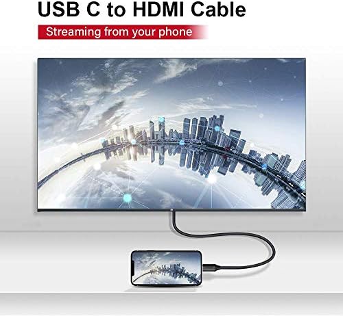 Hotfun upgrow USB C на HDMI кабел 6ft 4K@60Hz USB тип C до HDMI кабел за MacBook Pro MacBook Air ipad Pro imac Chromebook Pixel, црна