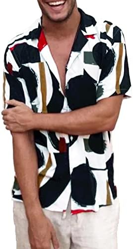 УБСТ Хавајски кошули за мажи Нови летни кратки ракави со кратки ракави надолу за слободно време, смешни графички печати тенок