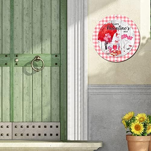 Среќен ден на вinesубените, цветни гноми и loveубовни балони гроздобер метален знак за плакета метална уметност печати знак рустикален