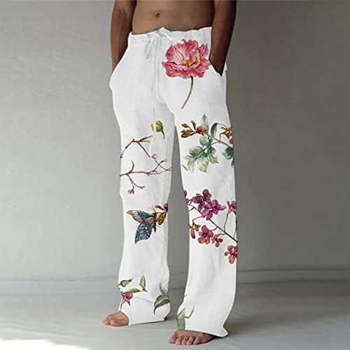 Miashui со висока половината со отворено џеб џеб машка мода случајна печатена џеб чипка на панталони со голема големина панталони