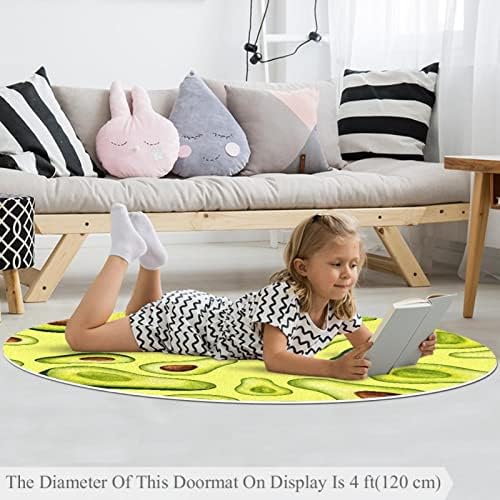 Llnsupply Детска килим 4 метри големи килими за тркалезно подрачје за девојчиња бебе бебе - илустрација на векторски авокадо, домашно декорирање
