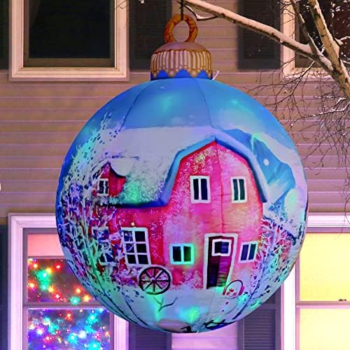 Comin надувување Божиќна топка 3,6 стапки, разнесени двор Божиќни декорации за празнична забава затворен отворен двор градинарски