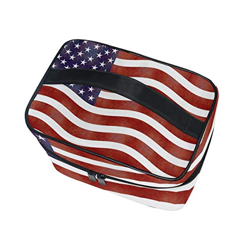 Преносни Американски Знаме Патување Козметички Торба Шминка Торба Шминка Случај Организатор Воз Случај Тоалет Торба Со Голем Капацитет