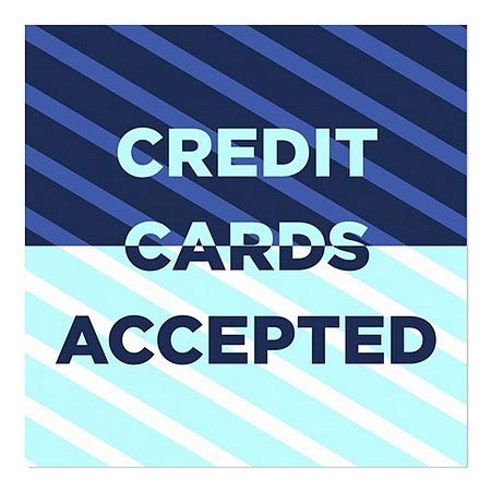 CGSignLab | Кредитни картички прифатени -Стрип сино Влечење на прозорецот | 24 x24