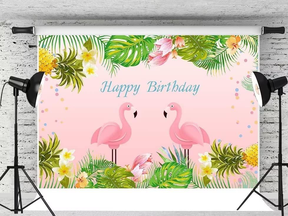 10x6.5ft Пинк Фламинго роденден Заднината летна тропска ананас Хавајска цветна фотографија позадина бебешки туш украси Фото штанд торта