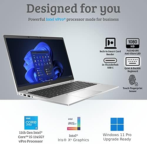 HP 2023 EliteBook 840 G8 14in IPS 1080p Intel Core i5 1145G7 vPro, 2.4 GHz, 32GB, 1tb SSD Насловна &засилувач; Бизнис Лаптоп Лаптоп, Ирис
