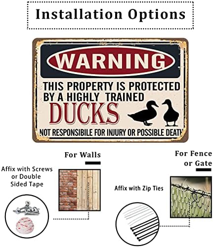 Метален знак предупредувачки имот заштитено од патки ретро патка знаци Метал калај знак Гроздобер алуминиумски знак за домашно кафе wallид