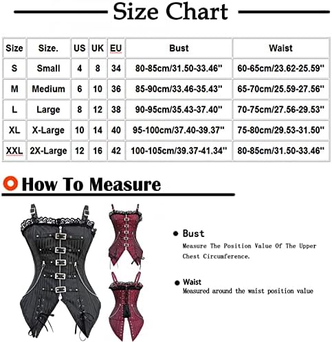 Wpoumv Corset за жени Steampunk Zipper Reader Corsets Retro Gothic Lace Up Overbust Bustier Cosplay Party Bodice