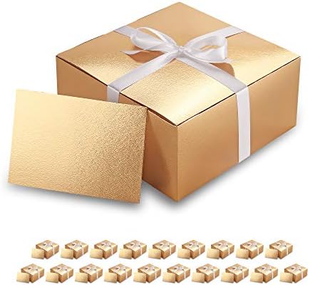 ПАКЕТ дома 20 Златни Кутии за Подароци 8х8х4 Инчи, Кутии За Деверуша, Хартиени Кутии За Подароци со Капаци за Подароци, Изработка,