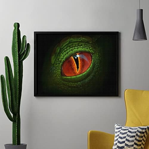 Зелен змеј Око квадрат дијамантски комплети за слики со слики целосна вежба за украси за домашни wallидови 12 × 16/16 × 20