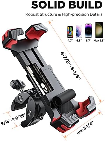 Држач за моторцикли за моторцикли, монтирање, [1S Lock] држач за велосипедски телефон со брза инсталирање на прицврстувачот на лентата,