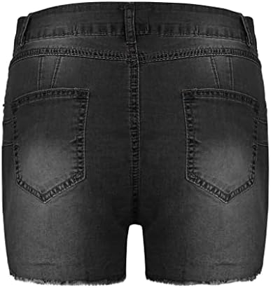 Shortsенски шорцеви со високи половини за летни панталони за демин, суровини фармерки на стомакот Контролен задник лифт за лифт, тенок