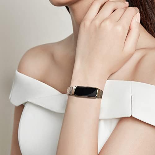 Surundo компатибилен со Fitbit-Luxe-bands за жени мажи, магнетски затворач од не'рѓосувачки челик метална метанска лента за замена на зглобот