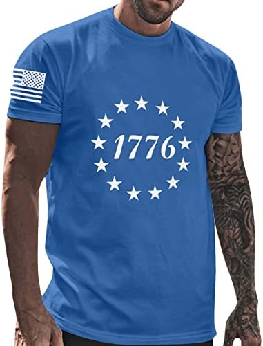 БМИСЕГМ летни маици за мажи за мажи за независност на мажите Обично мека и удобна мала печатена памучна маица за маица за