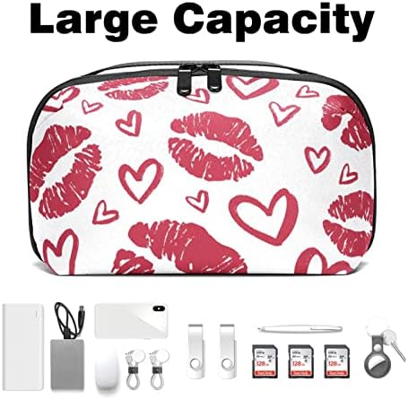 Преносни Електронски Организатор Торбичка Торби Денот На Вљубените Црвени Усни Патување Кабел За Складирање Торба За Хард Дискови, USB, SD