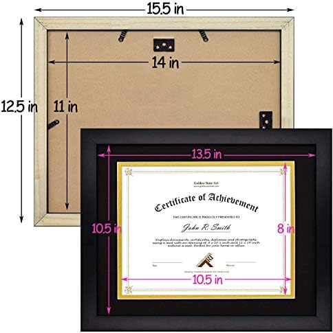 Голден Стејт Арт, 2 парчиња комплети 11x14 Солидно дрво документи Рамки за приказ на сертификат 8.5x11 инч со двојно душек, вистинско