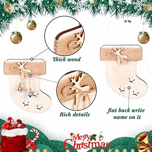 12 парчиња рустикални Божиќни дрвени украси поставија ирваси starвезда дрвени украси природно дрво украсување на новогодишна елка