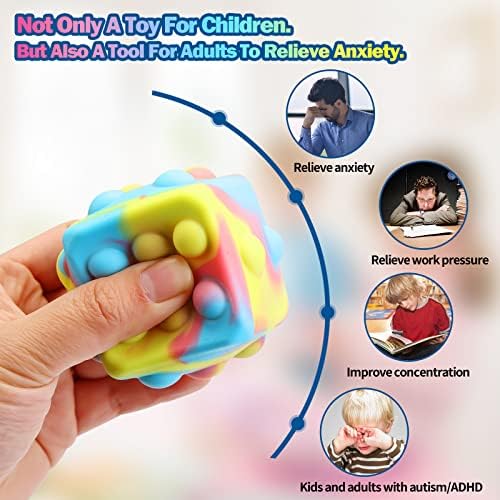 PFCA 3D Push Pop Dice Ball 4pack Fidget играчки за возрасни и деца со стрес на стрес силиконски стискање играчки