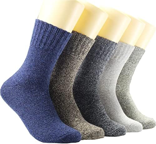 Lxxsh 5 парови машки зимски топли чорапи поставени пакувања цврста боја harajuku ретро дебела кашмир чорап