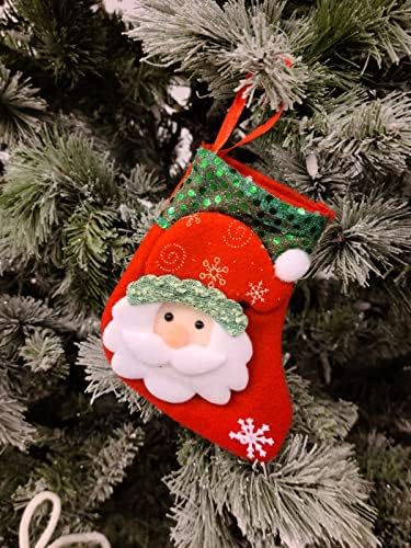 Божиќни радосни украси 3Д Божиќни чорапи со мали украси со мали големини од 8 торби за подароци и бонбони - ТИНСЕЛ