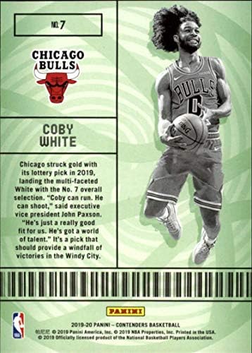 2019-20 НБА претенденти билет за лотарија 7 Коби Вајт Чикаго Булс Официјална картичка за тргување со кошарка во Панини од хоби