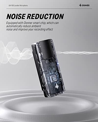 Микрофон на Донер Лавалиер за iOS/Android, безжичен микрофон на лапел со намалување на автоматско бучава, мониторинг во реално време,