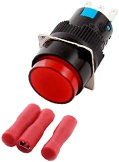 X-Gree AC 250V 5A 3PINS 16mm навојни панели поставени SPDT црвено копче за заклучување на тркалезно копче за копче на копчето W 3PCS Femaleенски