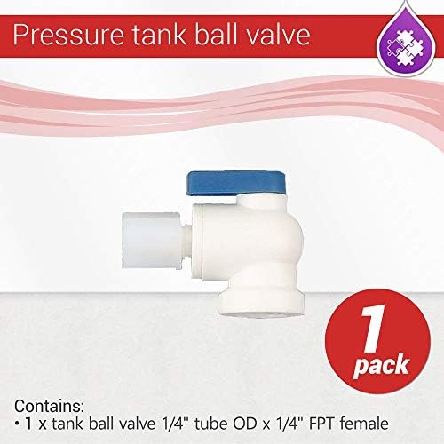 Обратна осмоза на топката на топката на резервоарот за притисок 1/4 Tube OD X 1/4 FPT Female