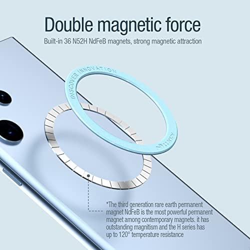 Прстен на магнетски адаптер, 2 пакувања тенок магнетна плоча компатибилен со додатоци Magsafe и безжично полнење за iPhone 14/13/13 Pro/13