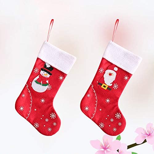 Абаодам 2 парчиња Божиќна Торба За Бонбони Божиќни Чорапи Дизајн Торби За Подароци Снегулка Неткаен Држач За Торби За Чување Подароци