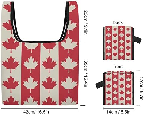 Канадско знаме на јавор склопувачки кеси за купување на намирници што можат да се користат за намирници, преклопени во прицврстена торбичка