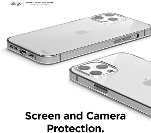 ЕЛАГО јасен случај компатибилен со iPhone 12 Pro Max Case 6,7 инчи, отпорен на шок, отпорна на гребење, флексибилна, заштита на екран и камера