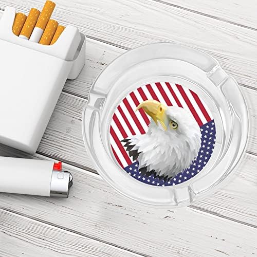 Американско знаме ќелаво орел стакло од пепел за цигари тркалезни ленти за пепел за домашна канцеларија и ресторани