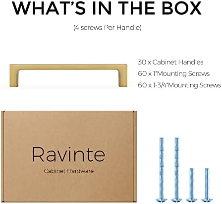 Ravinte 30 пакет цврсти 5 инчи кујнски квадратни плоштади рачки со четкани месинг кабинет влече фиоки влече кујнски кабинет хардвер кујнски