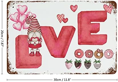 Прилагодени знаци Персонализирани ден на вinesубените Гном црвено срце Loveубовни зборови алуминиумски знак 12 x16 здраво в Valentубена