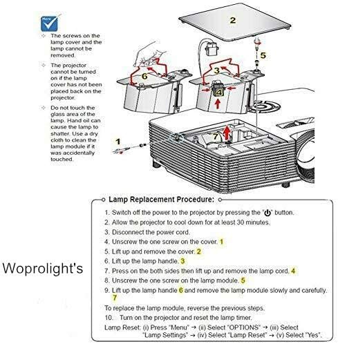 Woprolight Optoma HD26 HD141X Проект за замена на ламбата за ламба за Optoma HD26 HD141X GT1080 W316 X316 S316 H182X GT1080…