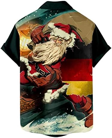 XXBR Божиќни кошули за кратки ракави за мажи, Божиќно копче Дедо Мраз надолу надолу со врвови на јаки од дома, домашни кошули