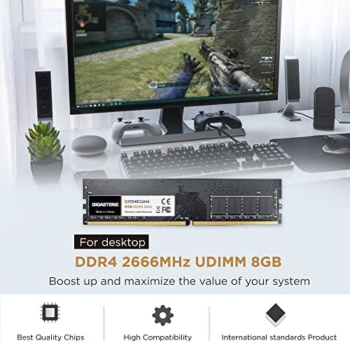 【DDR4 RAM меморија】 Gigastone Desktop RAM меморија 16 GB DDR4 16GB DDR4-26666MHz PC4-21300 CL19 1.2V 288 PIN Невиден UDIMM за компјутерски