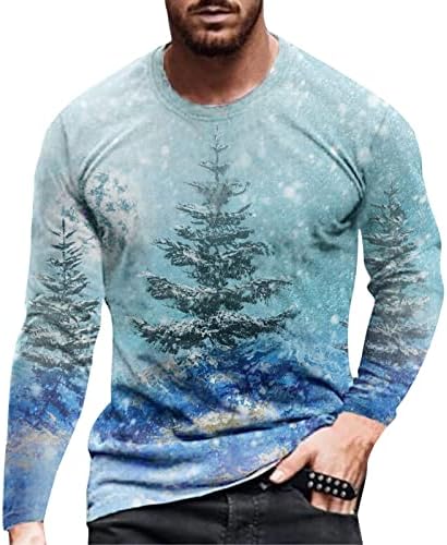 XXBR Божиќен војник со долги ракави маици за мажи, Божиќ ирваси печатено вежбање спортско атлетика забава, врвови