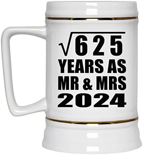 Дизајнирајте 25-Годишнина Квадратен Корен од 625 Години Како Г-дин &засилувач; Г-ѓа 2024, 22оз Пиво Штајн Керамички Танкард Кригла Со Рачка