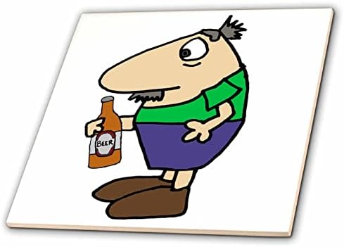 3дроза Симпатична Смешна Стариот Мустаќи Човек Пиење Пиво Цртан Филм-Плочки