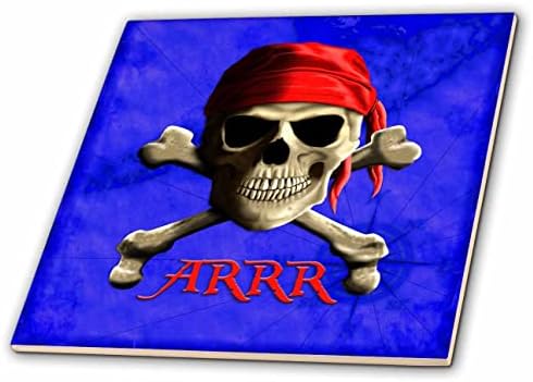 3drose ARR зборува како Пиратски Џоли Роџер пиратски череп на едрење шема. - Плочки