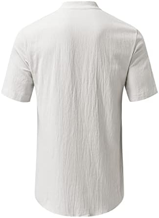 Uangkou Обични летни кошули за мажи за машки постелнина со кратки ракави на плажа маичка со џеб за мажи
